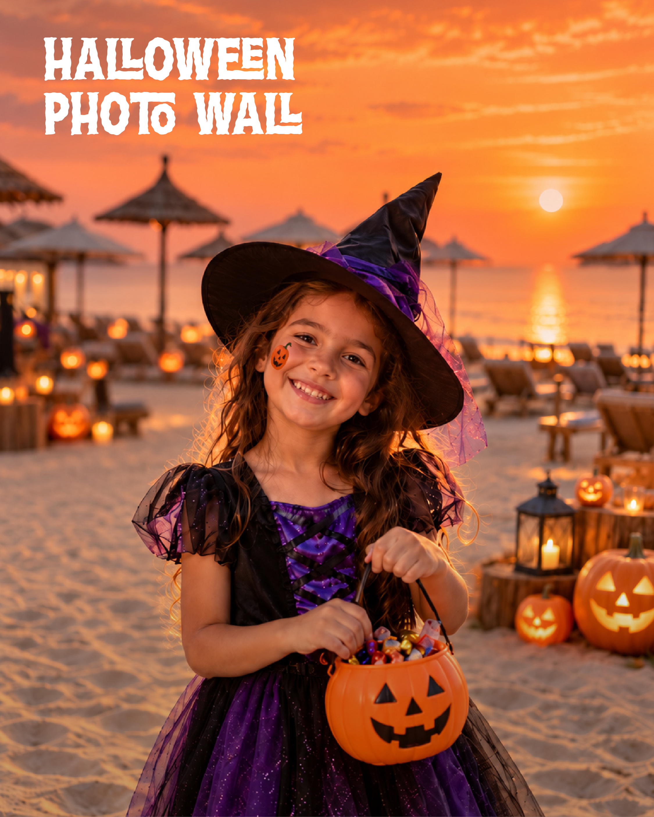Halloween-themed photo wall at Marsana East Beach