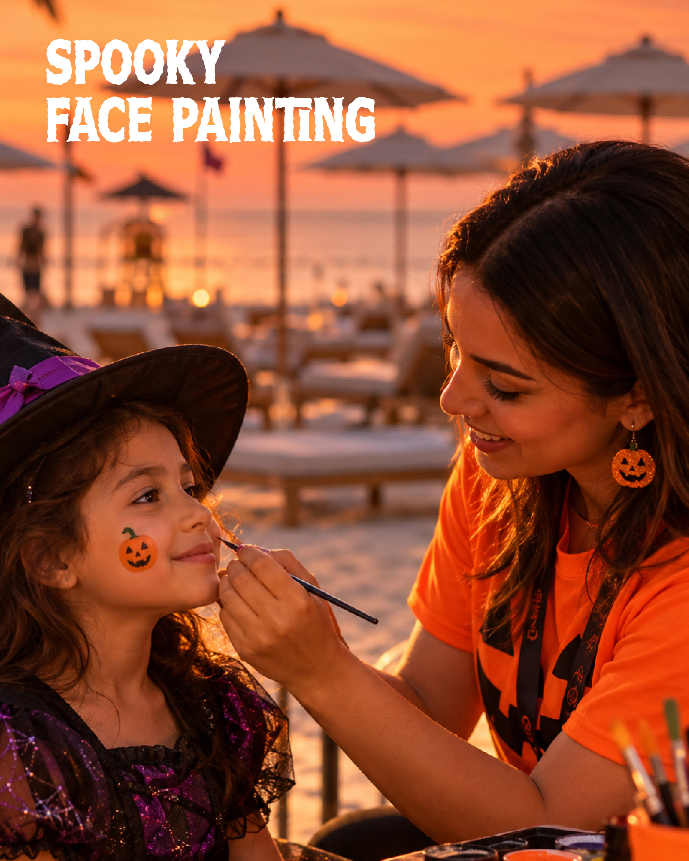 Spooky face painting at Marsana East Beach